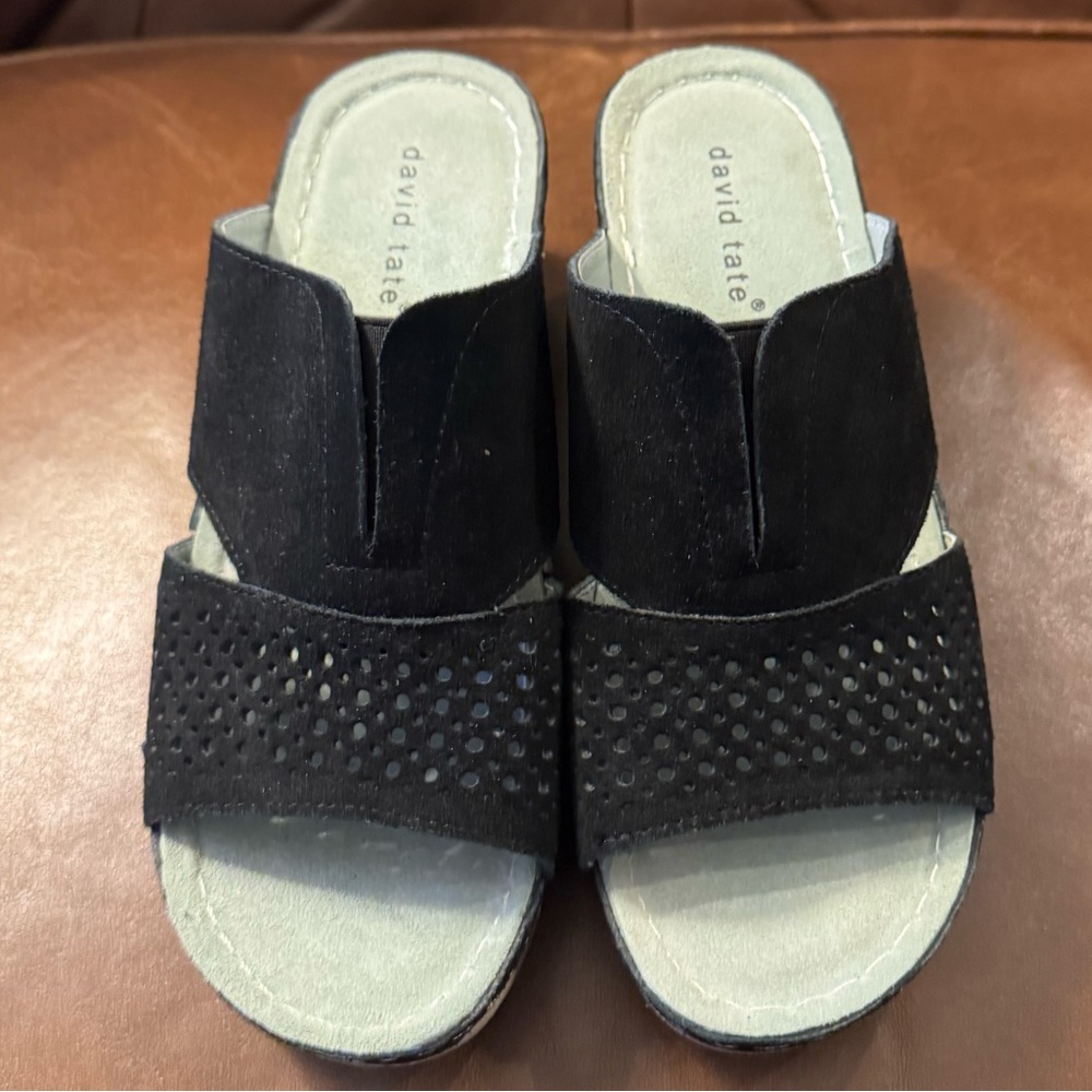 David Tate Size 6 Beautiful Suede Leather Wedge Sandals
